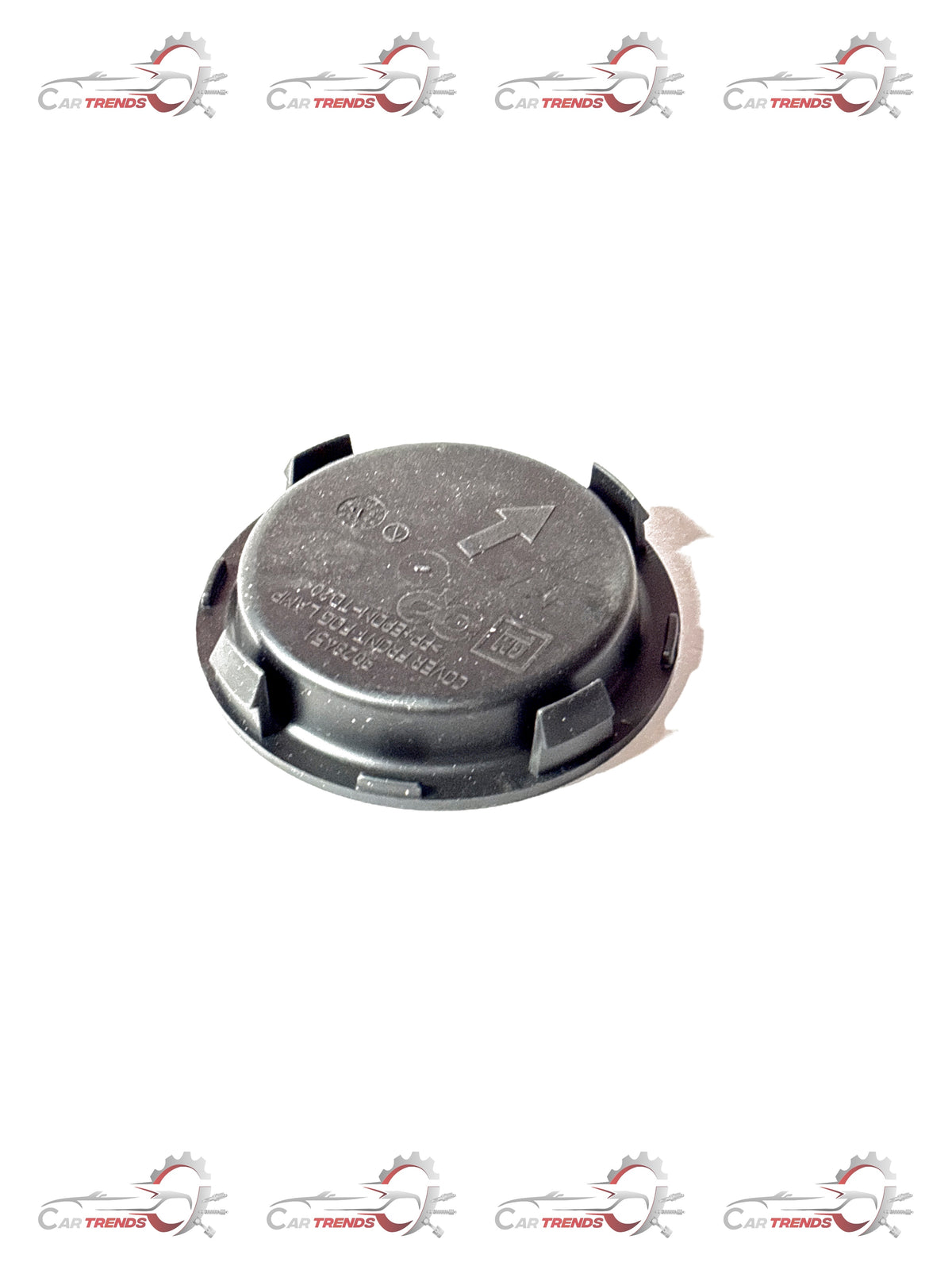 Front fog light cover for GM vehicles, black plastic part designed to fit the front fog lamp area.