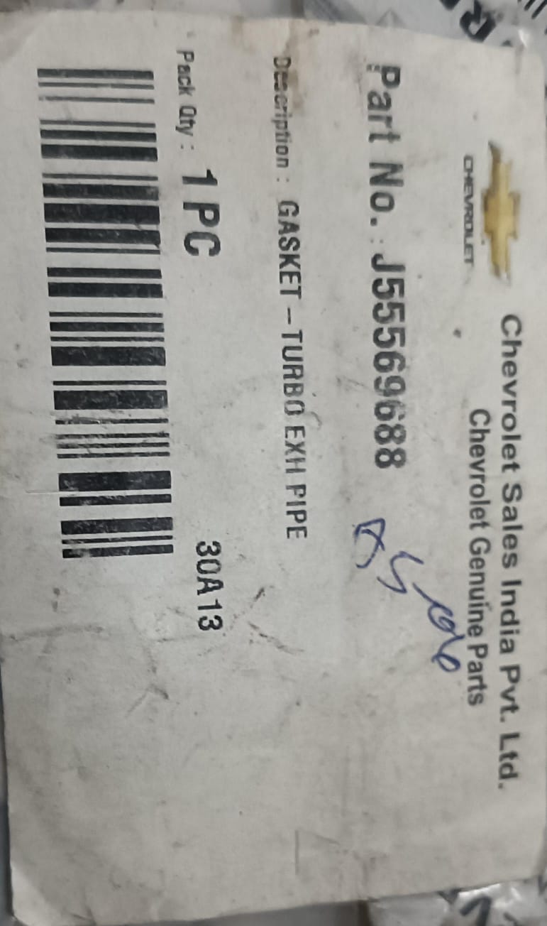 General Motors turbo exhaust pipe gasket, durable rubber seal for turbo systems, part number J55569688, designed for engine performance.