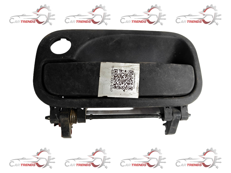 Outer left door handle for Opel Astra by General Motors, shown in black with keyhole and mounting points.