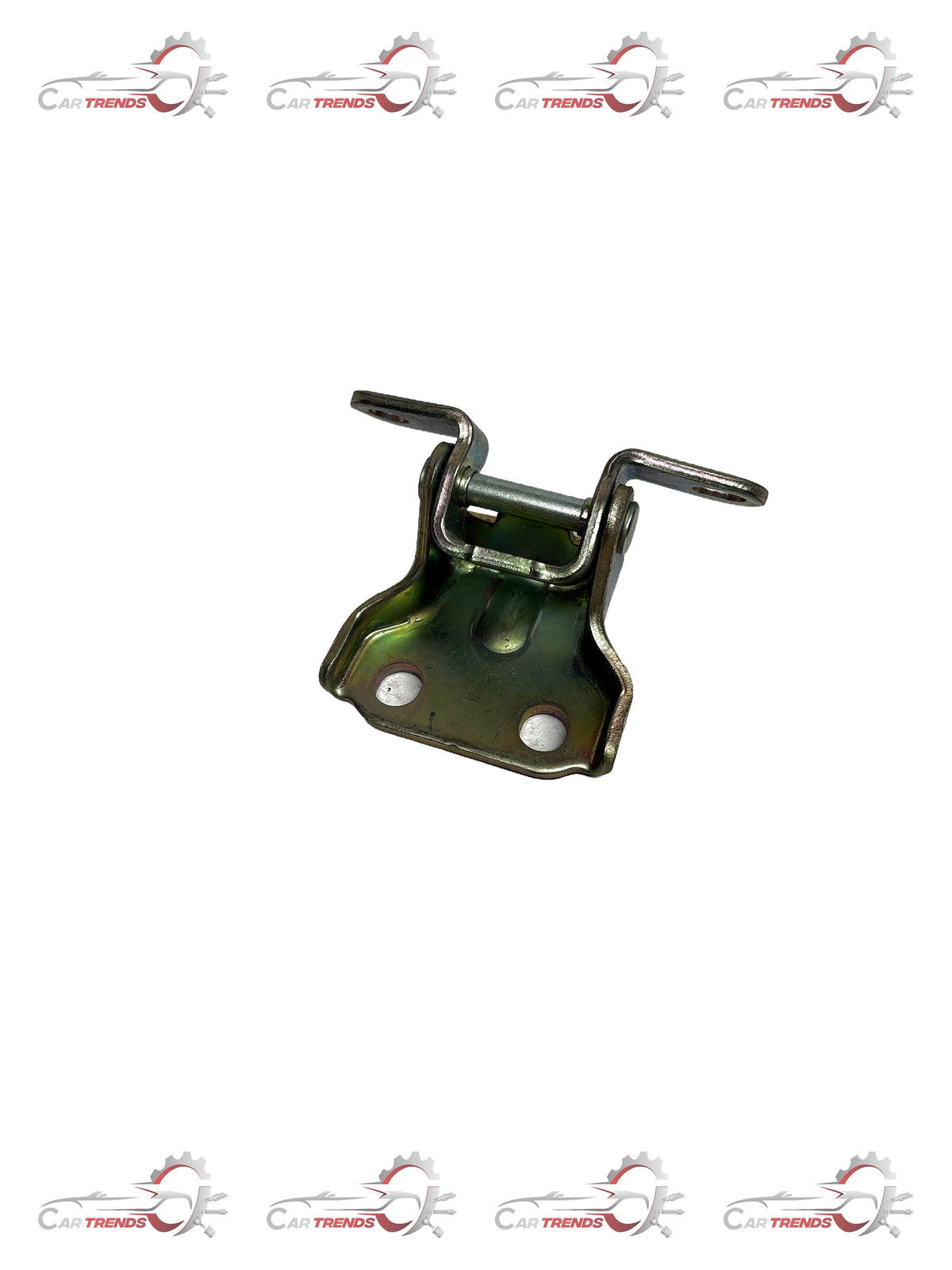 General Motors front right lower hinge assembly for vehicles, part number J96689918, in metal with mounting points visible.
