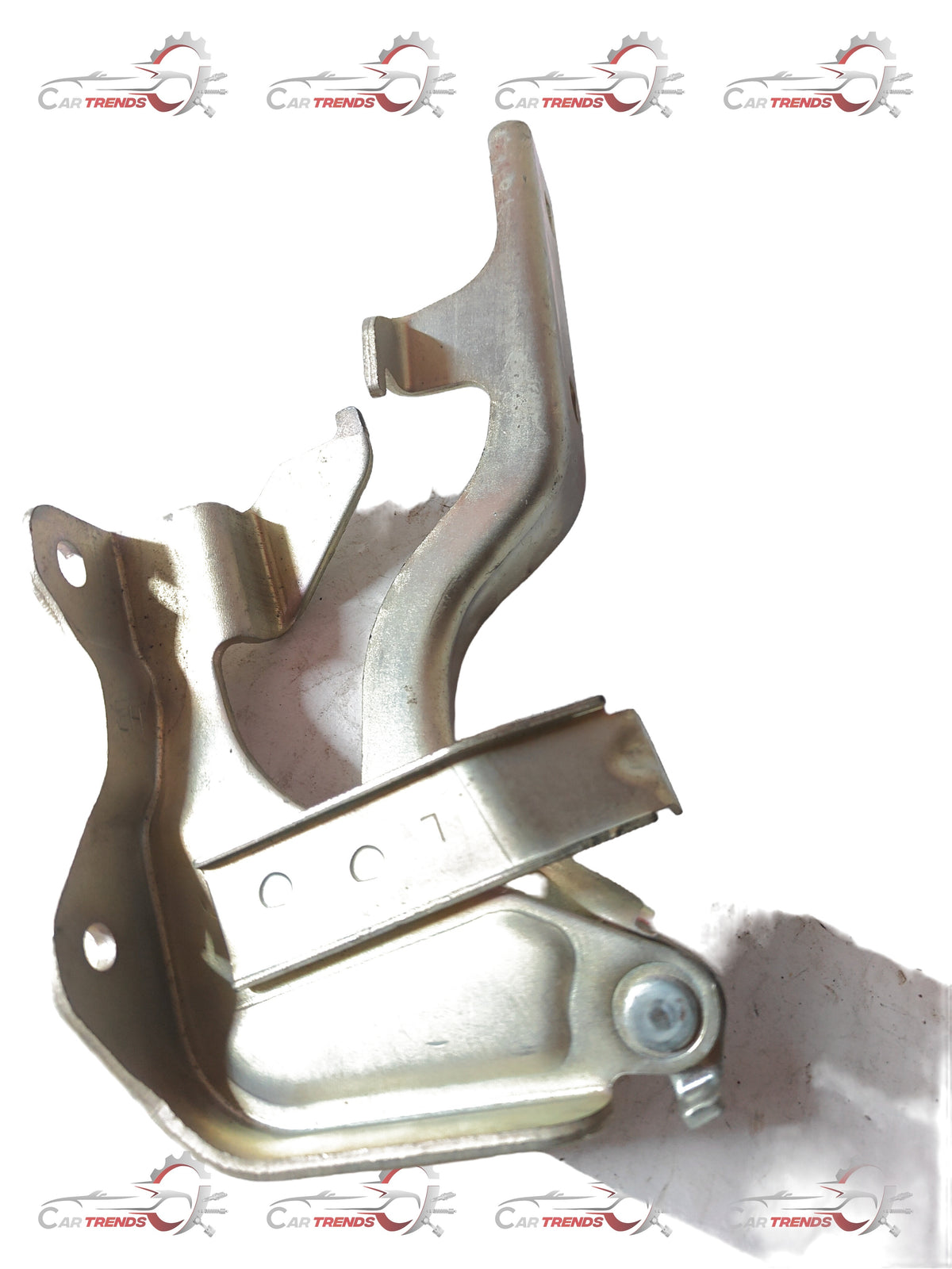 General Motors hood hinge LH cap for Captiva J96861649, showing the black metal hinge component with mounting points.
