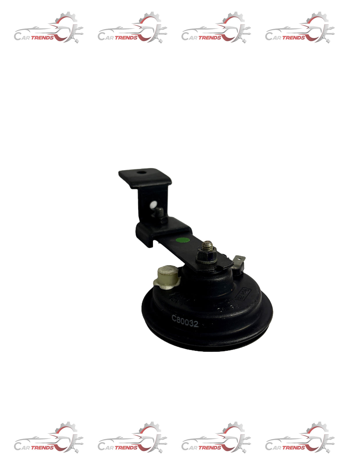 General Motors horn assembly with single low note, sailboat model, J90802725, showing the metal horn component.