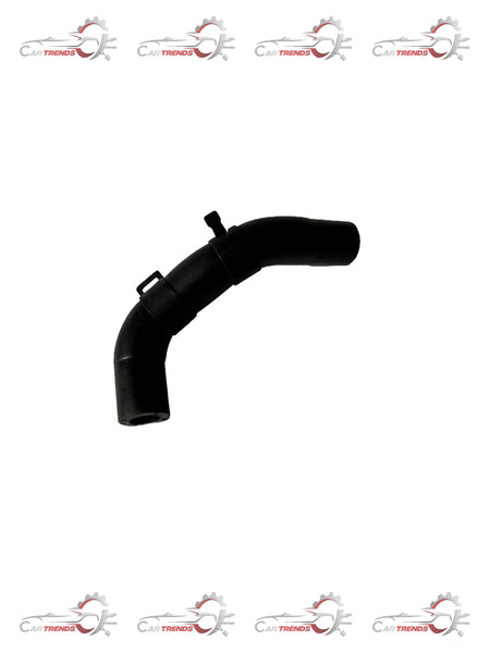 General Motors PCV valve hose assembly, automotive engine part, with black rubber hose and metal fittings.