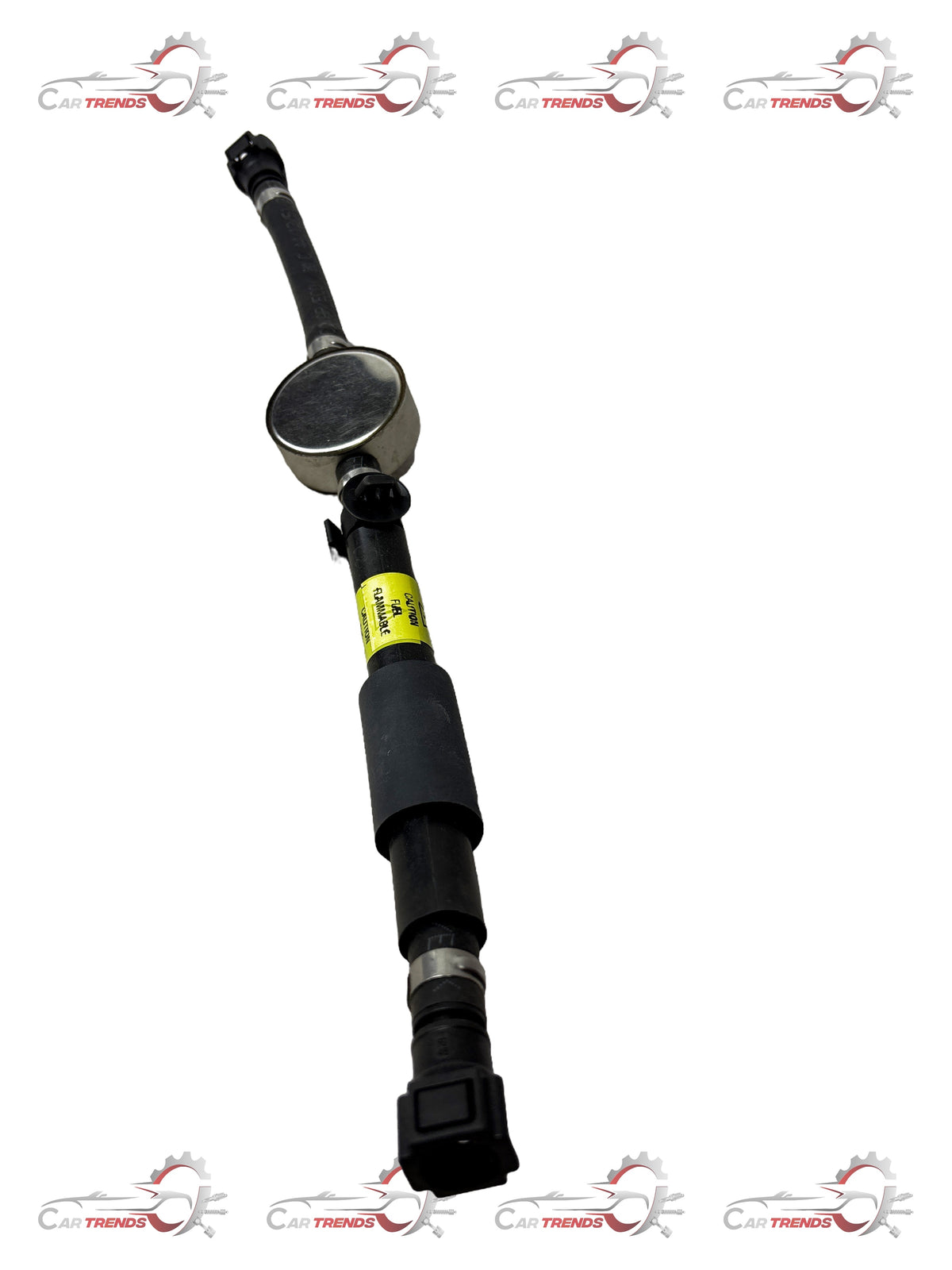 General Motors fuel return hose assembly with sail for J29600180 engine part, showing the flexible rubber hose and fittings.