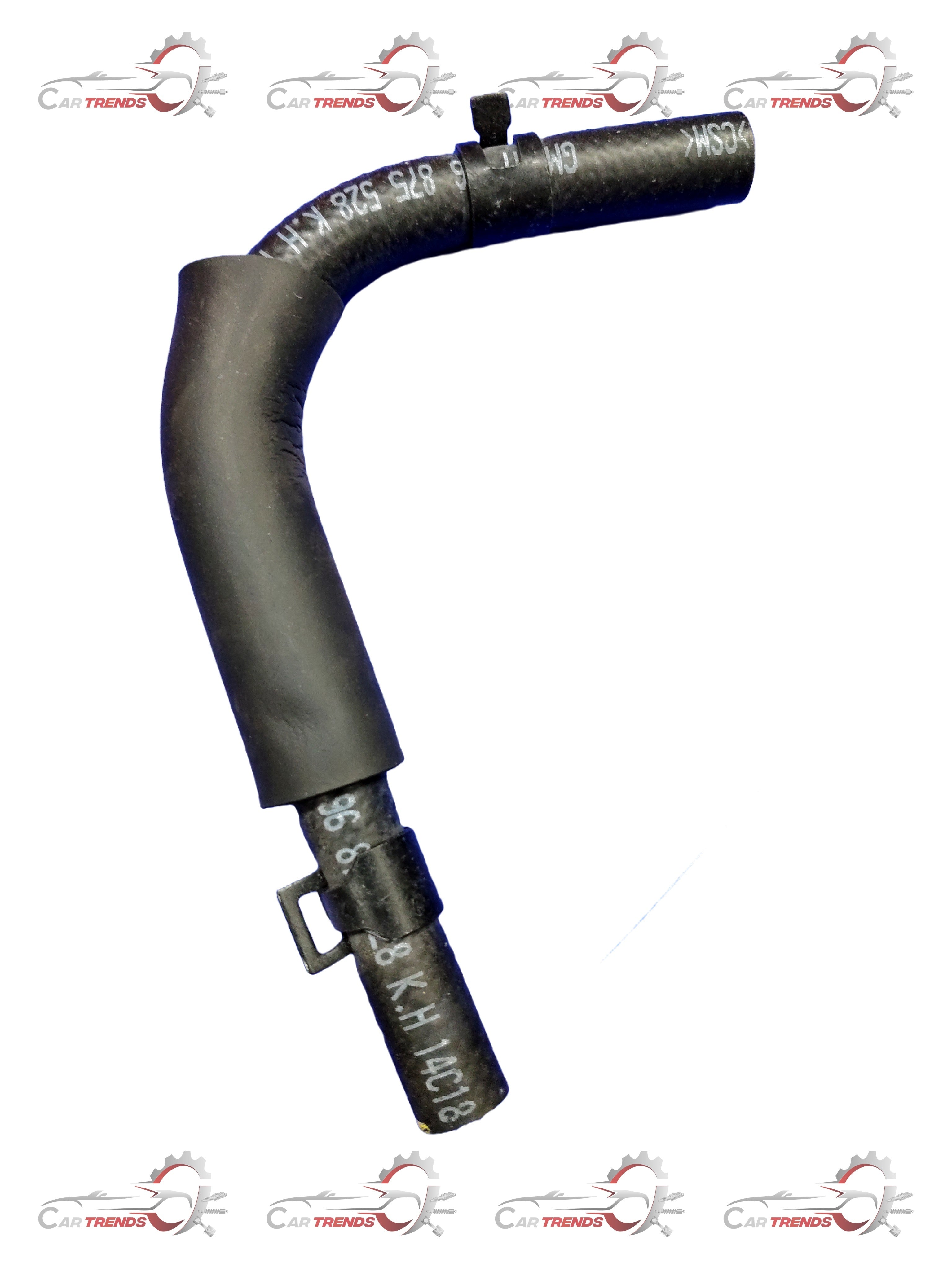 General Motors Captiva power steering fluid hose, part J96875528, showing the black rubber hose with metal fittings.