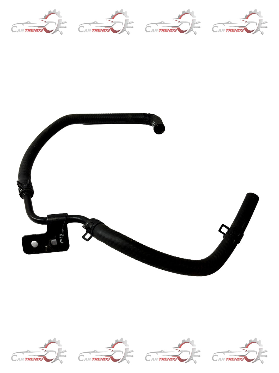 General Motors radiator overflow hose J96676630, flexible rubber hose for vehicle cooling system, shown in close-up image.