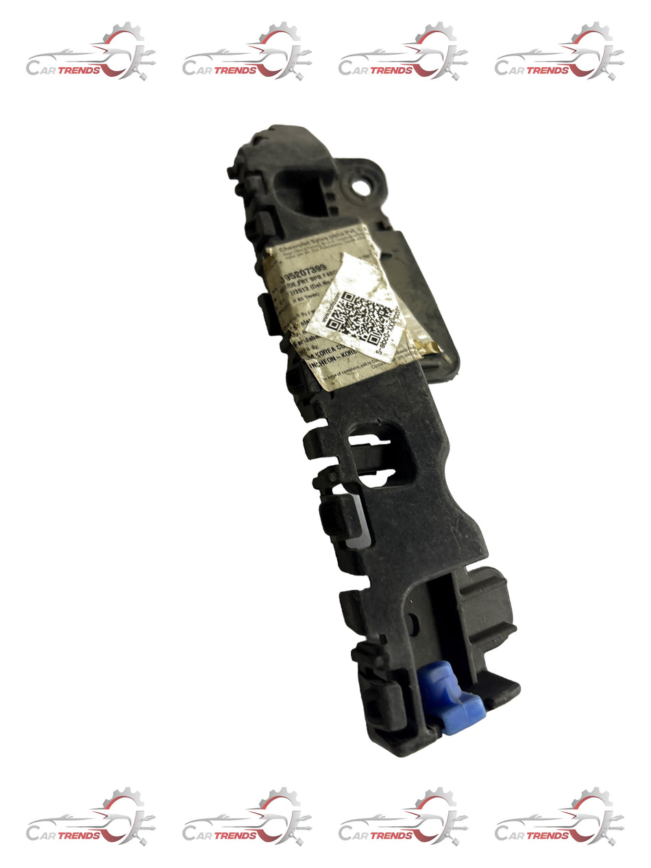 General Motors Cruze front bumper bracket, durable automotive part, shown in close-up with mounting points and black finish.