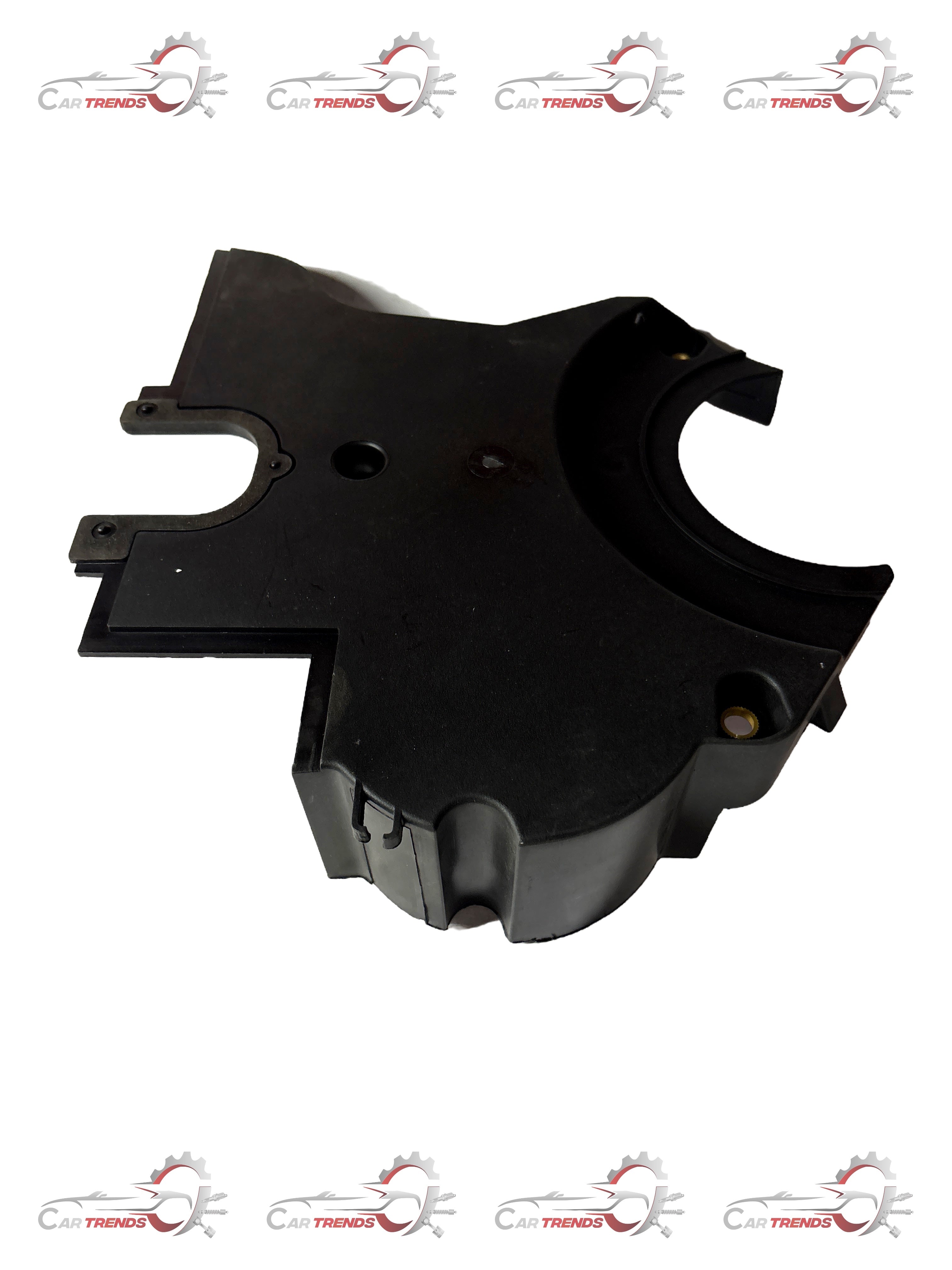 General Motors timing seal upper cover for Opel Optra, engine component, black plastic with metal details.