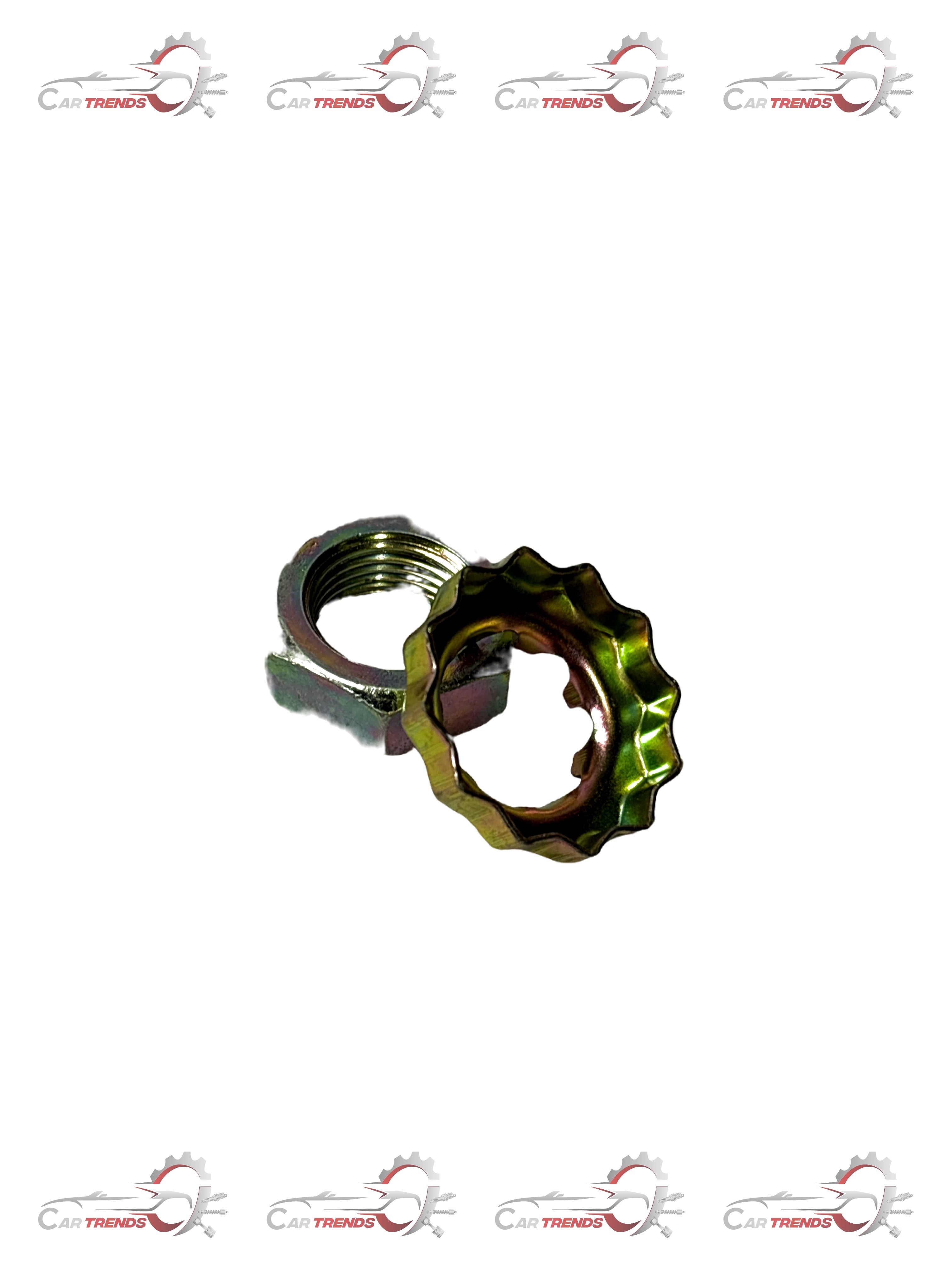 General Motors Tavera kit nut, automotive part, showing the metal nut with threading and packaging for Tavera vehicle repair.