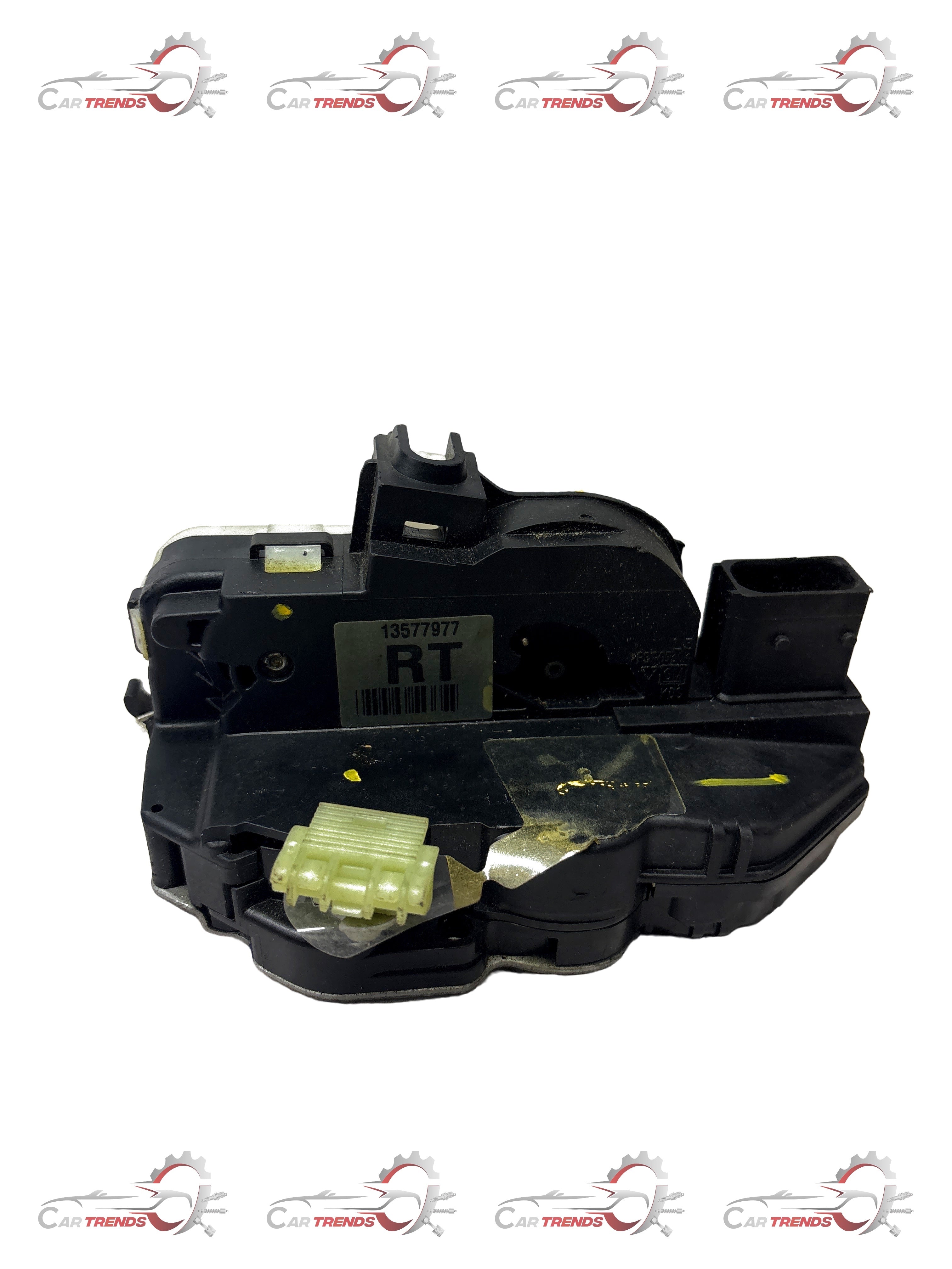 Front left latch for Chevrolet Cruze by General Motors, automotive part with black finish and mounting points.