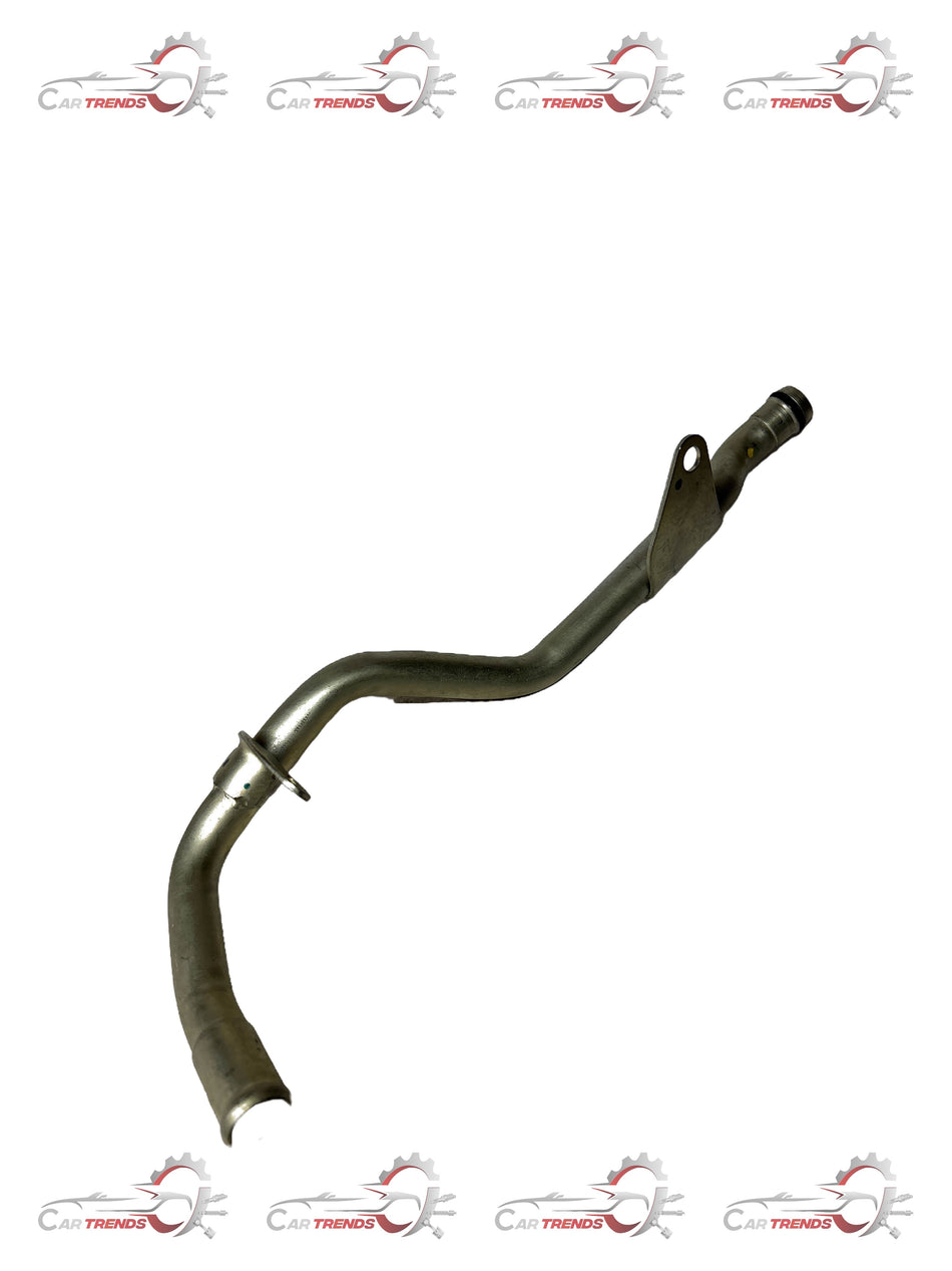 General Motors engine oil clearance pipe assembly with inline sail, designed for automotive use, in black metal finish.