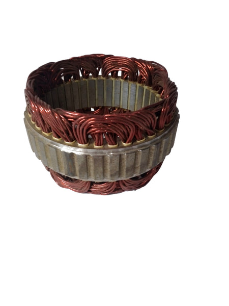 Chevrolet Spark alternator stator from General Motors, showing metal coil windings and electrical connections.