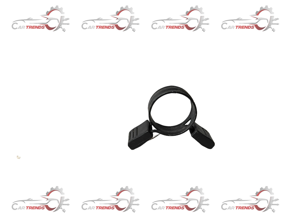 General Motors Tavera fuel hose clip T97240196, a durable black plastic clip for securing fuel hoses in vehicles.