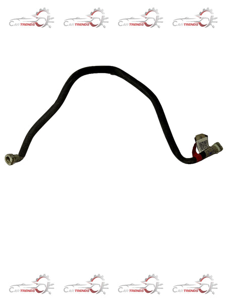 Fuel feeding tube for front Optra petrol engine by General Motors, gray plastic component with inlet and outlet ports.