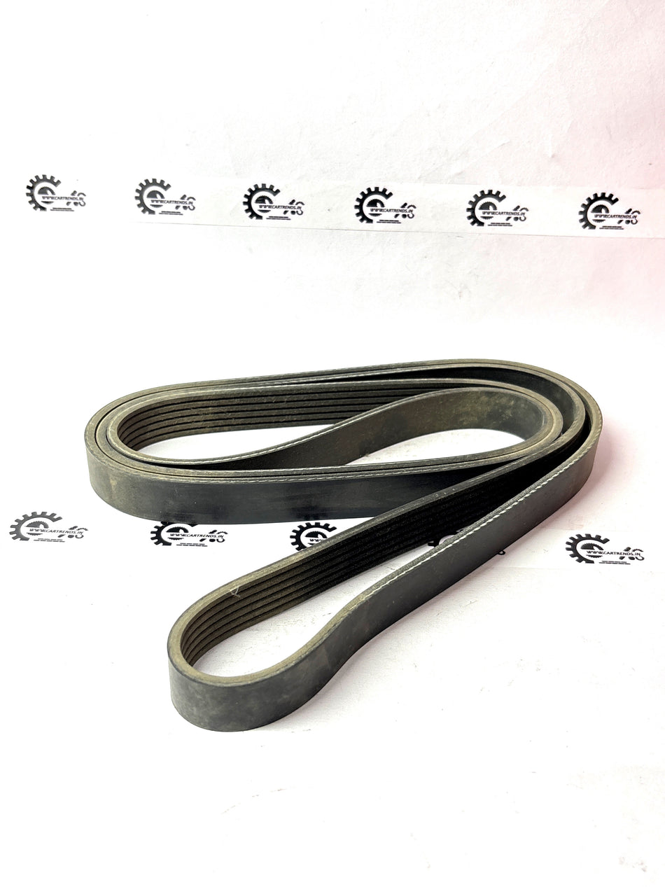 General Motors V-belt for Optra Petrol engine, replacement part J25183022, showing the black rubber belt with metal connectors.