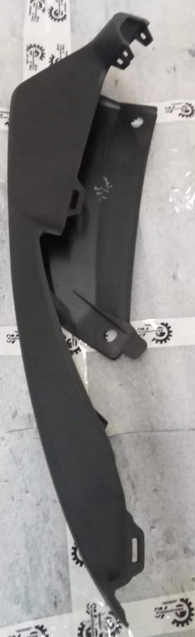Honda grill garnish lower left side, OEM part 71158T00T80, for Honda vehicle, showing the black plastic trim and mounting points.