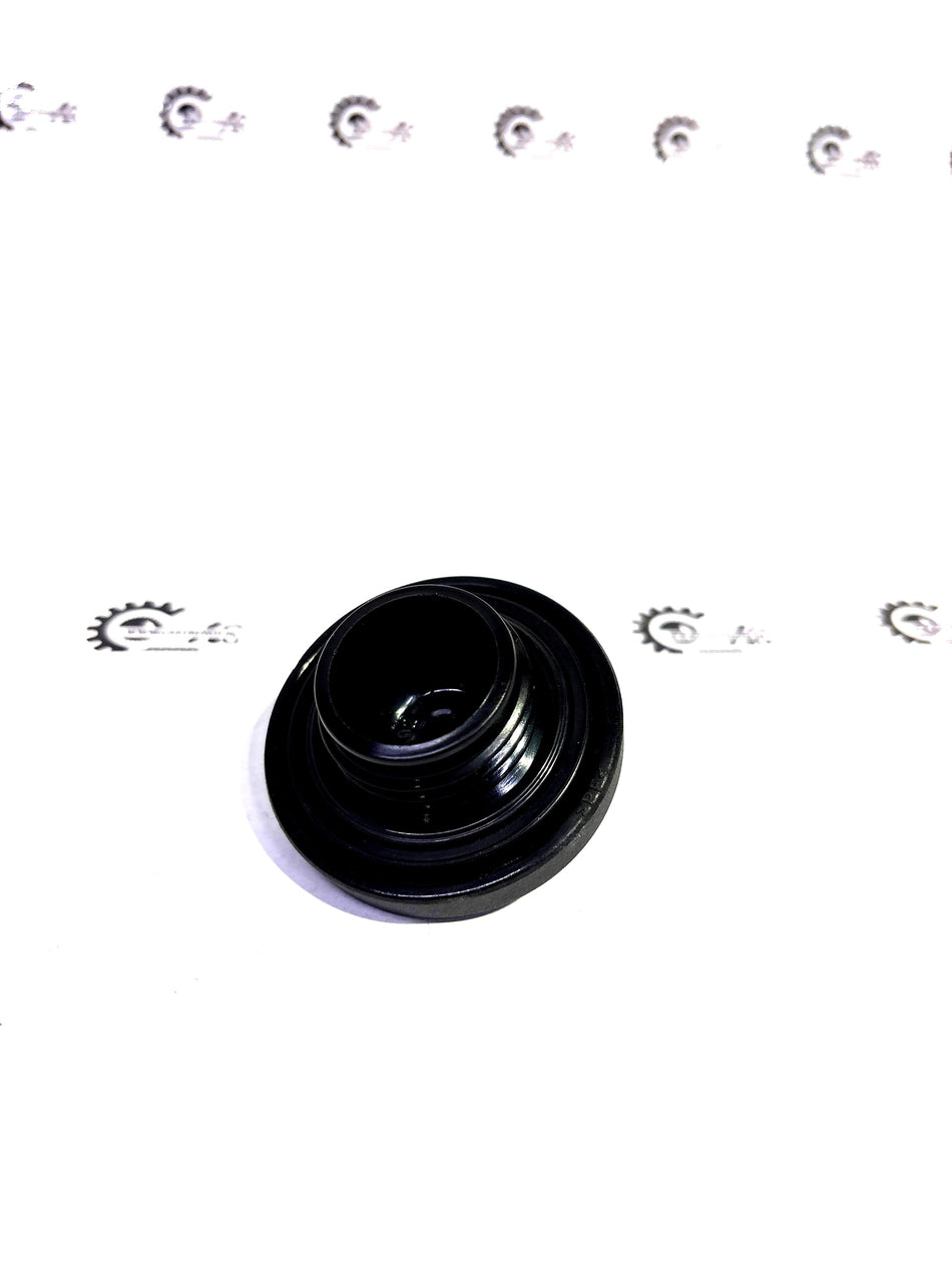 Honda oil filler cap assembly, genuine replacement part for Honda vehicles, durable metal construction with brand logo.