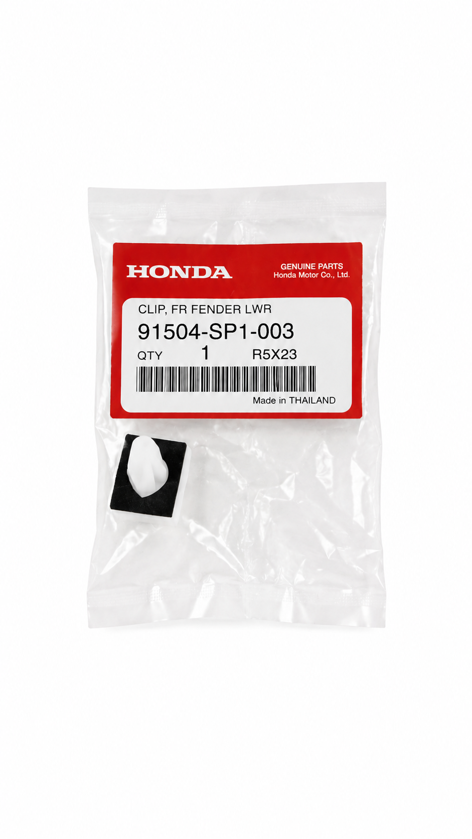Honda Accord Civic clip fender part 91504SP1003, close-up view of the black plastic fender clip for vehicle repair.