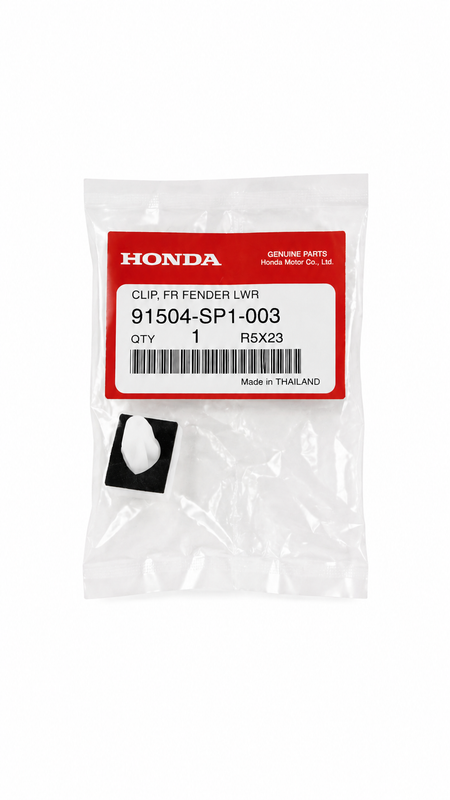 Honda Accord Civic clip fender part 91504SP1003, close-up view of the black plastic fender clip for vehicle repair.