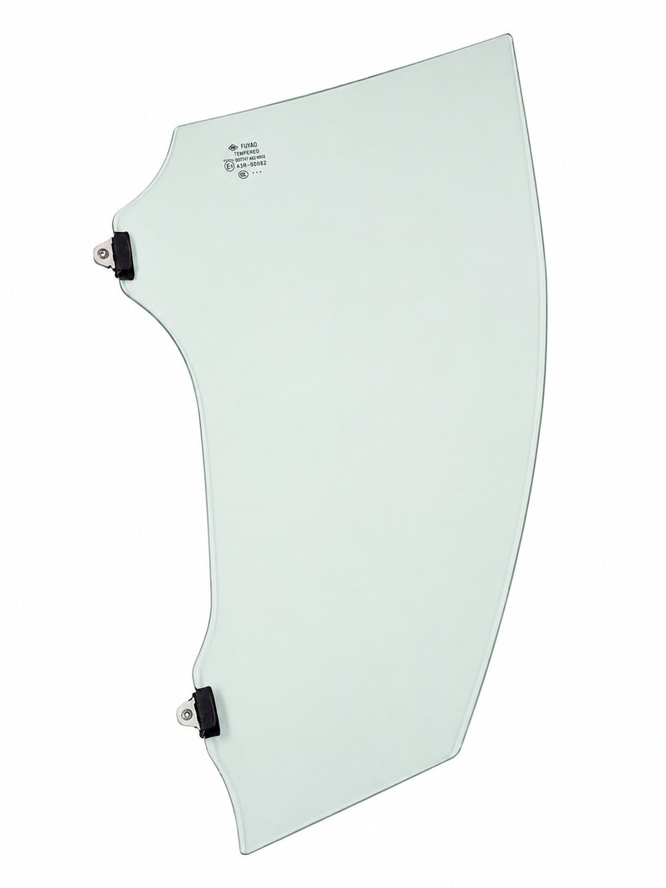 Honda front left glass assembly for model 73350TG2K01, featuring clear, durable glass part with mounting details.
