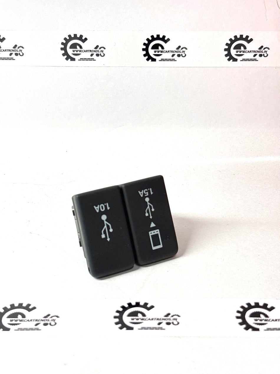 Honda Holder Assy. with 2 USB ports, black plastic car accessory for convenient device charging in Honda vehicles.