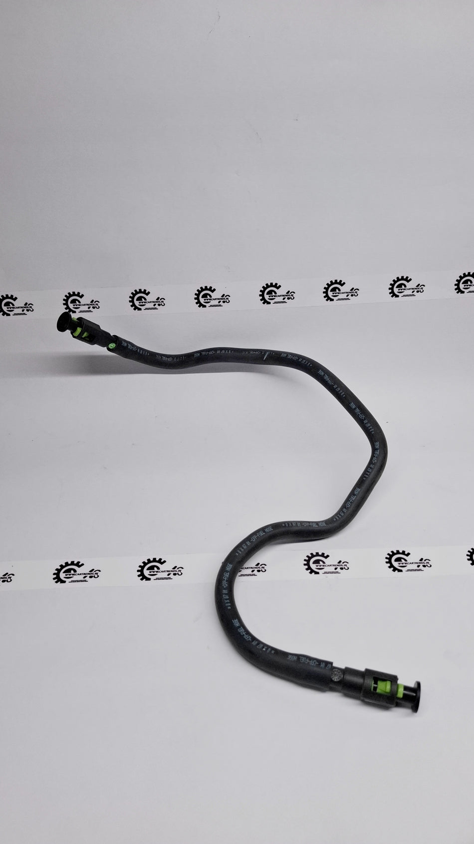 Honda fuel feed hose replacement part, showing a close-up of the flexible rubber hose with metal fittings.