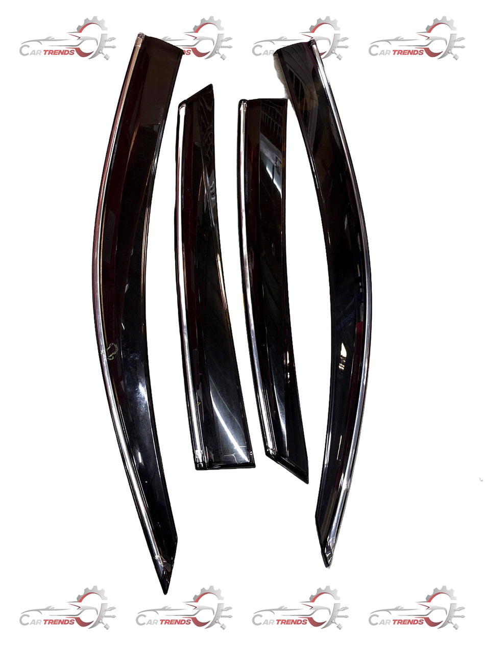 Honda door visor with chrome trim, designed for model 08R04TEA700B, showing the sleek, tinted window visor set.