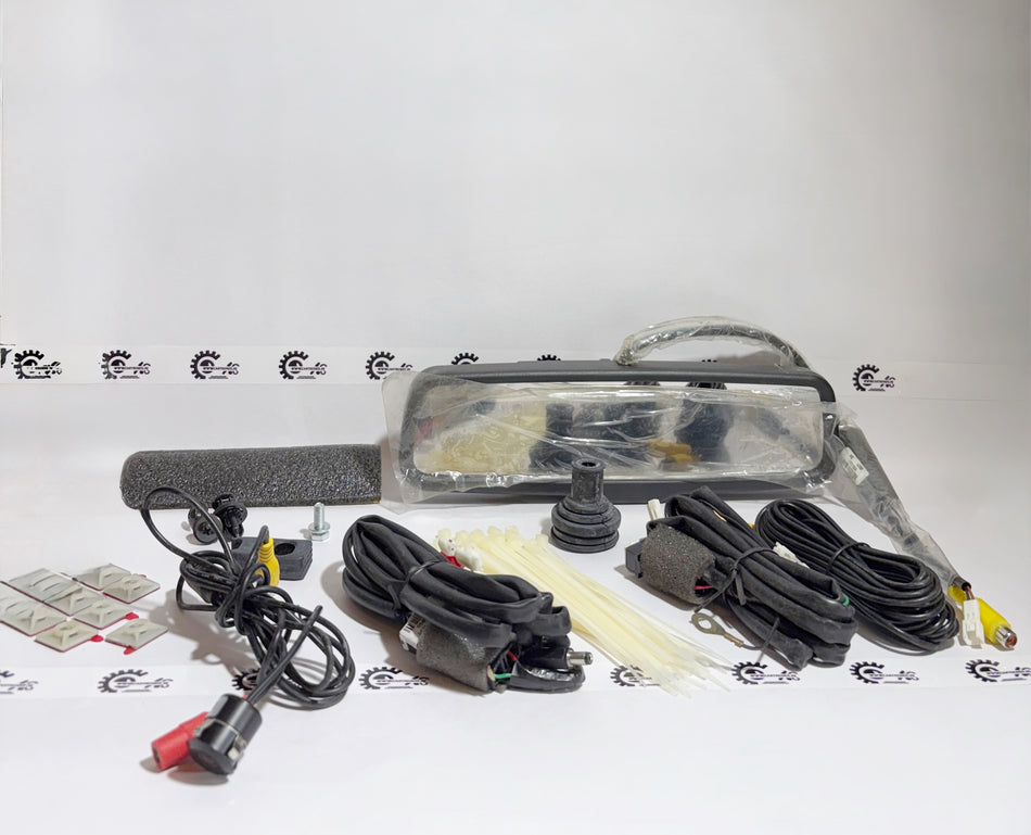 Honda IRVM camera with display kit, installed on vehicle, showing rear view for improved visibility and parking assistance.