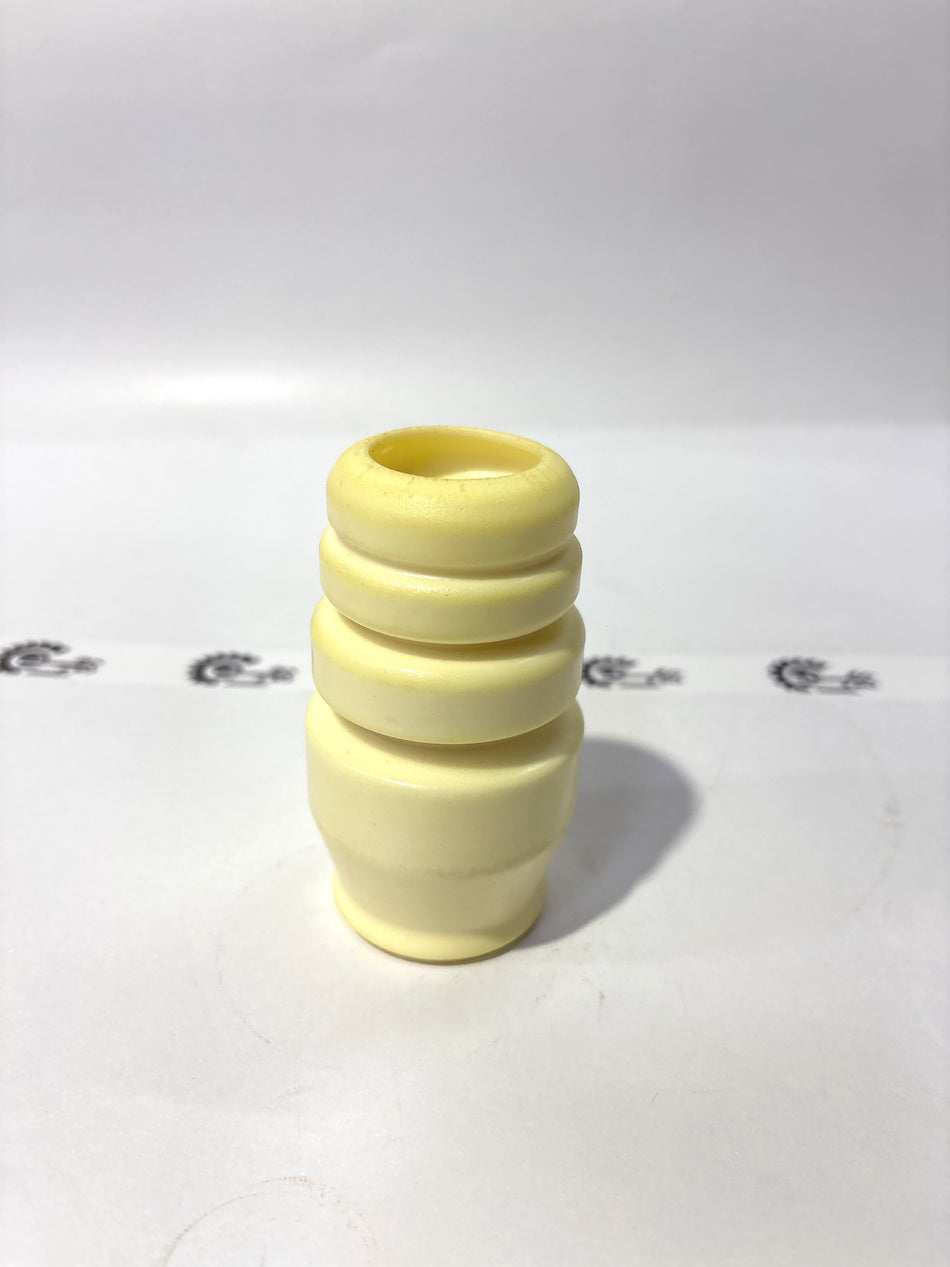 Honda rubber bump stop FR 51722T8NT01, automotive suspension part, close-up showing black rubber material and attachment point.