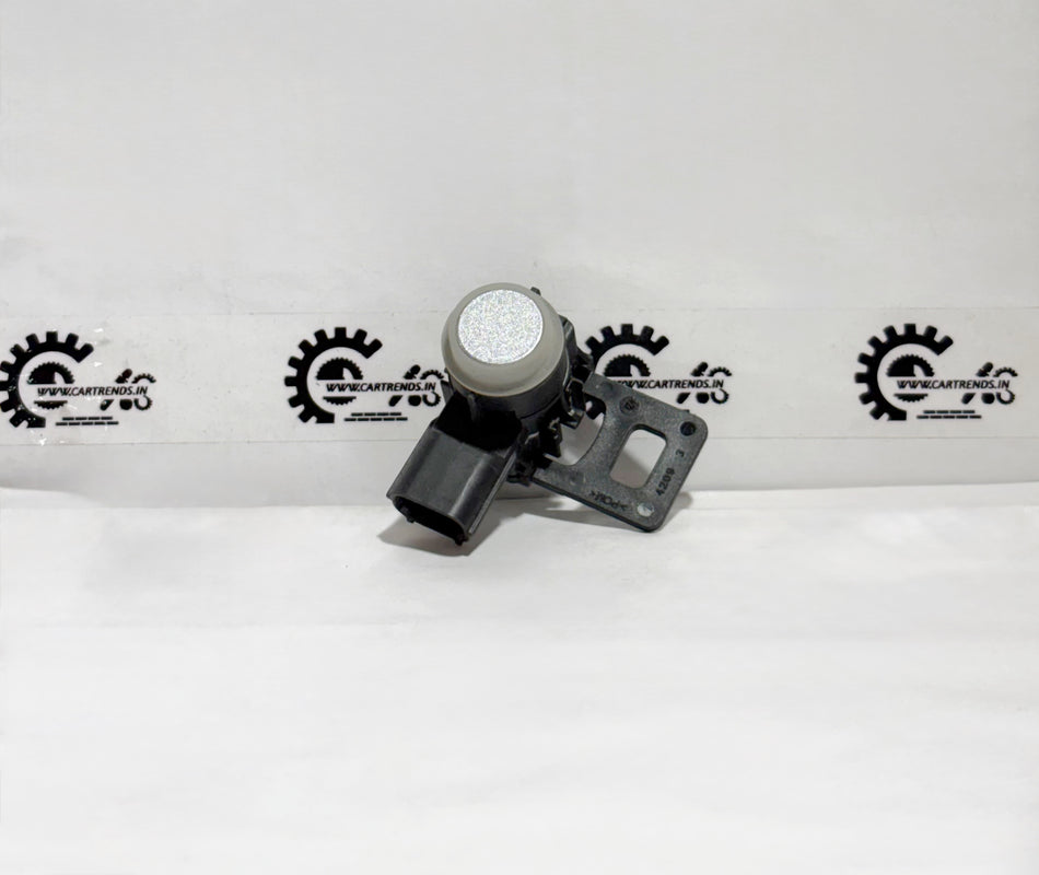 Honda parking sensor assembly with clip, model 39680T00D21ZE, shown in a close-up view of the sensor and mounting clip.