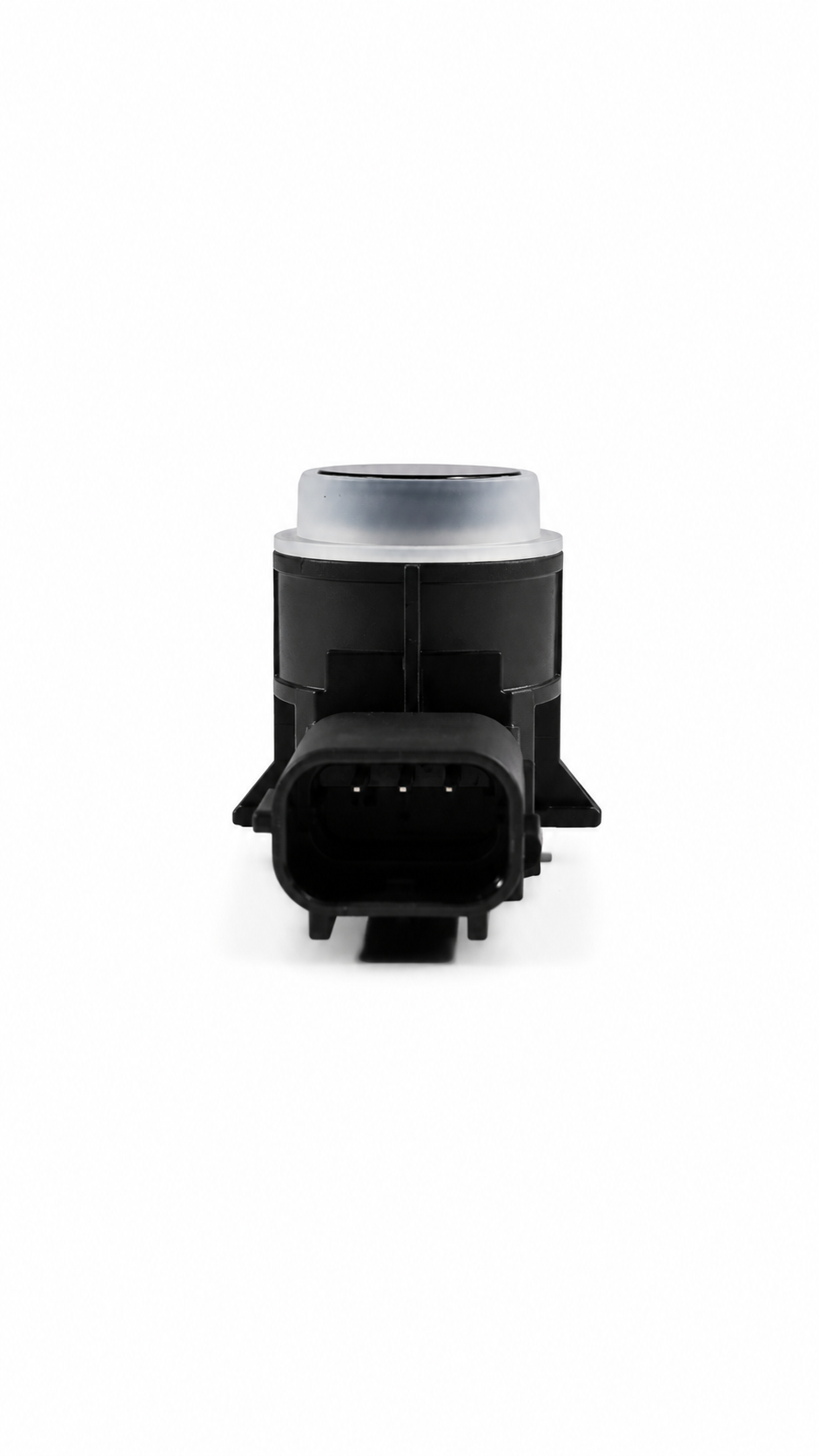 Honda parking sensor assembly without CL, black plastic with mounting bracket, designed for vehicle safety and parking assistance.