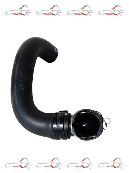 Hyundai i20 radiator lower hose, automotive engine cooling component, black rubber hose with clamps.