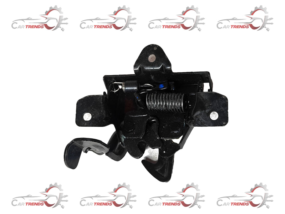 Hyundai Santro bonnet latch for 2018-2022, part number 81130C4900, close-up of the black metal latch on the vehicle.