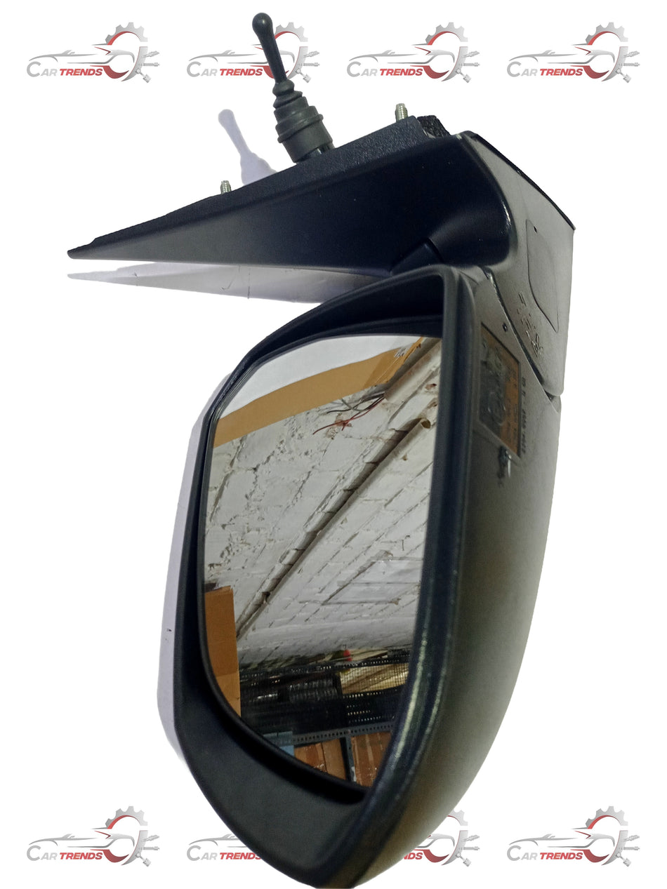 Hyundai Aura outside right rearview mirror assembly, black exterior, showing the mirror and mounting base for Hyundai vehicle.