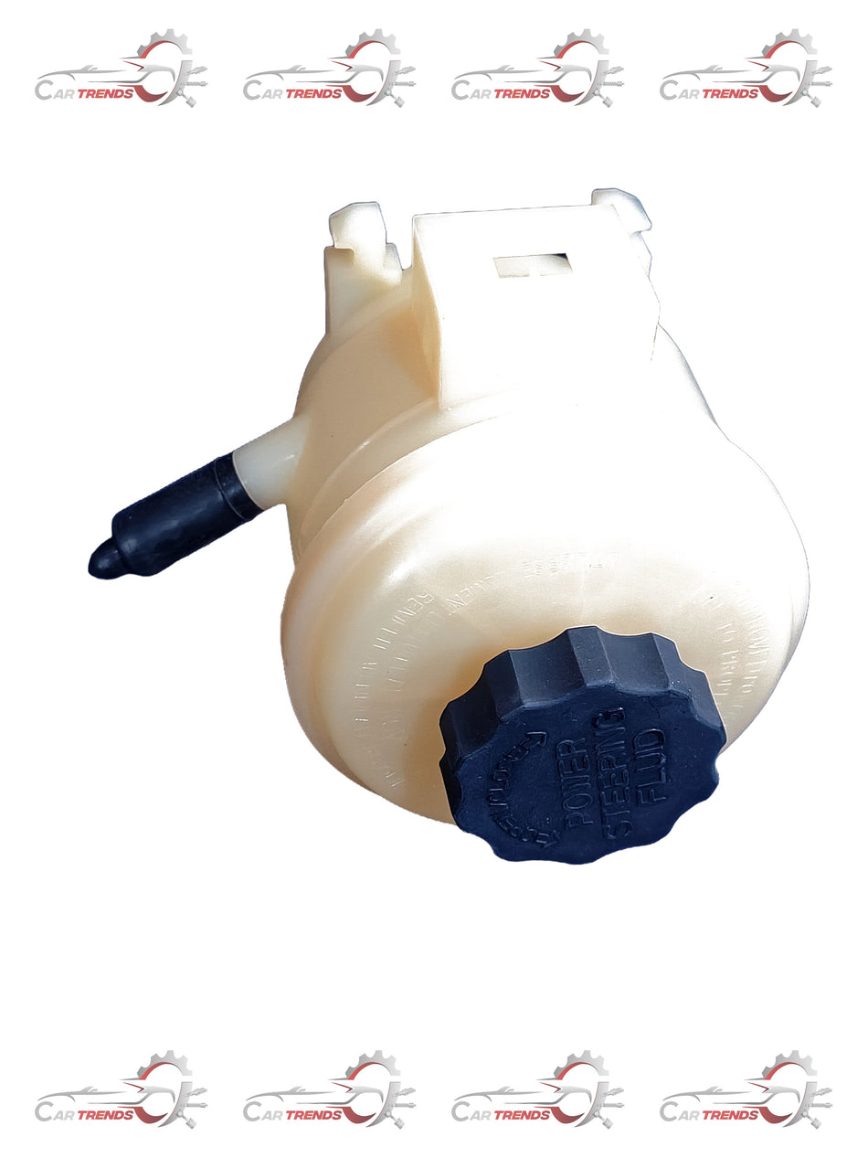 Hyundai power steering reservoir tank for Accent and Viva models, showing the plastic container with cap and mounting features.