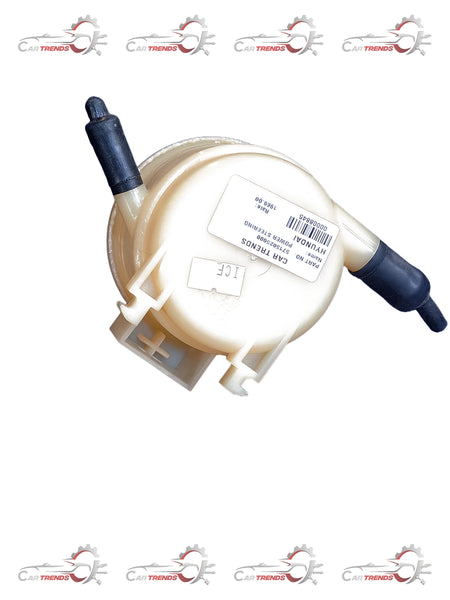 Hyundai reservoir power steering tank for Accent and Viva models, with a clear view of the black plastic reservoir and mounting area.