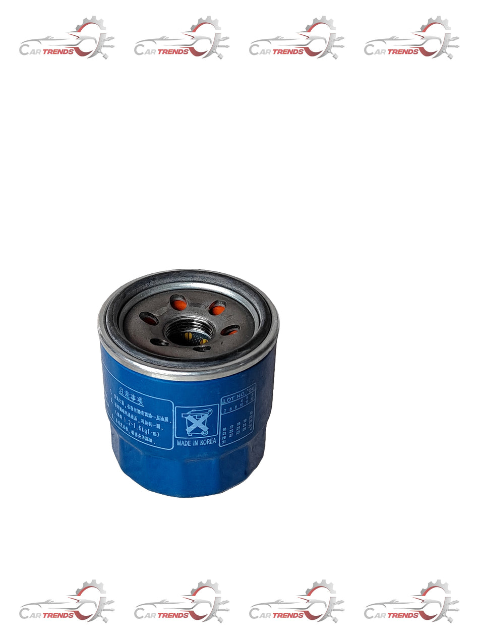 Hyundai I20 oil filter spare part with black metal casing and threaded center for engine oil filtration.