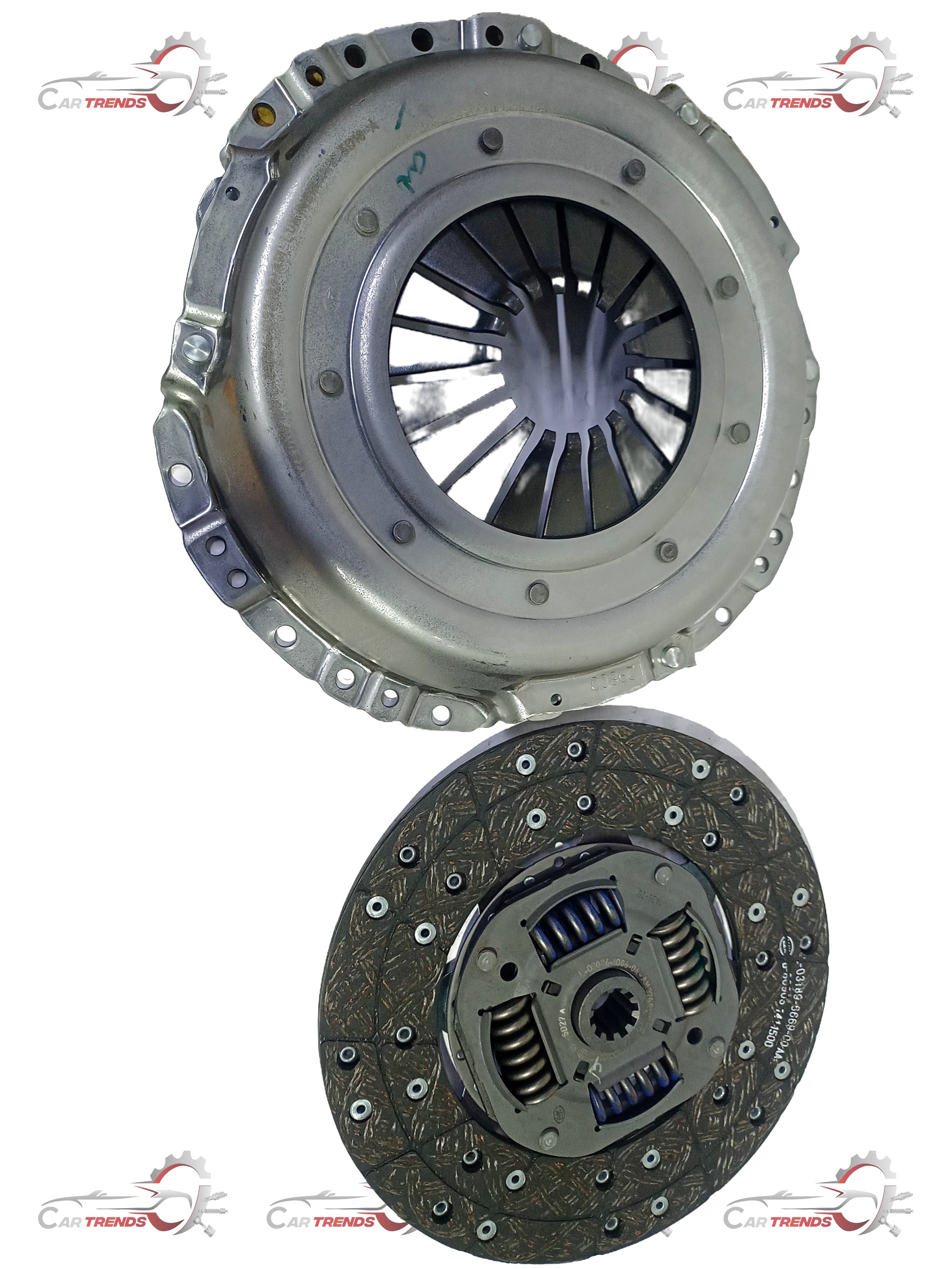 LUK clutch kit with pressure plate, clutch disc, and bearing for vehicle, showing assembled clutch components.