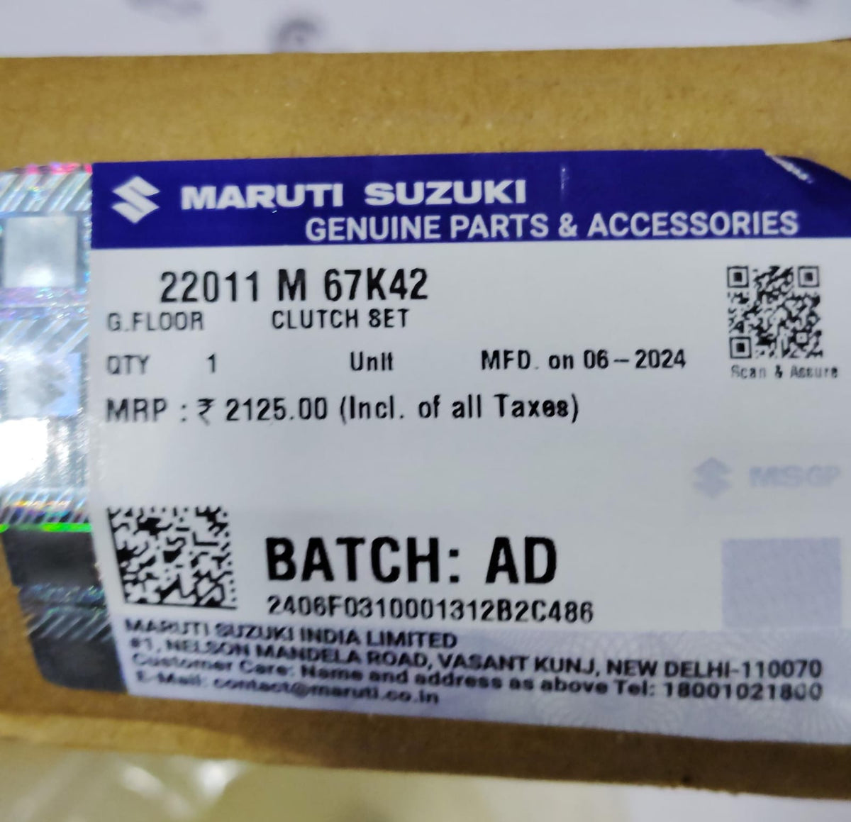 Maruti Suzuki Alto K10 clutch set, including clutch disc and pressure plate, for 2nd generation model, brand new.