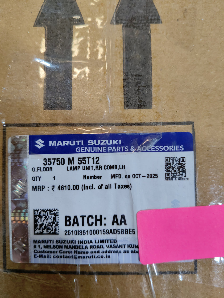 Maruti Suzuki Baleno 3rd Gen LH lamp unit for comb headlights, model 35750M55T12, on white background.