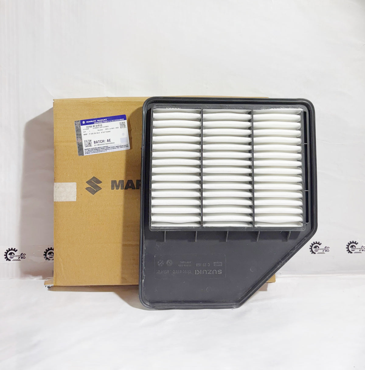 Maruti Suzuki air filter for Celerio 2nd Gen, Alto K10, S-Presso, WagonR 1.0 K10C petrol models, front view.