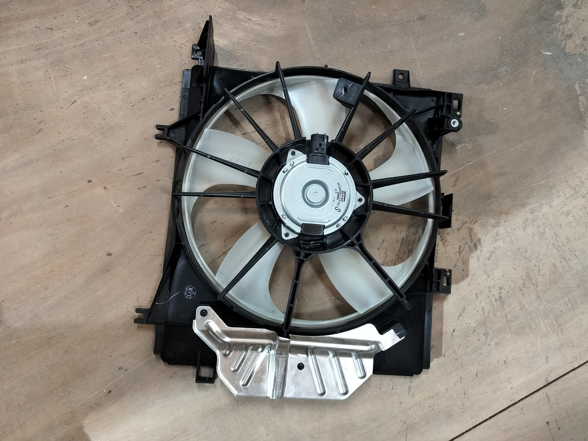 Maruti Suzuki fan assembly for Celerio vehicle showing the black plastic fan with mounting components.