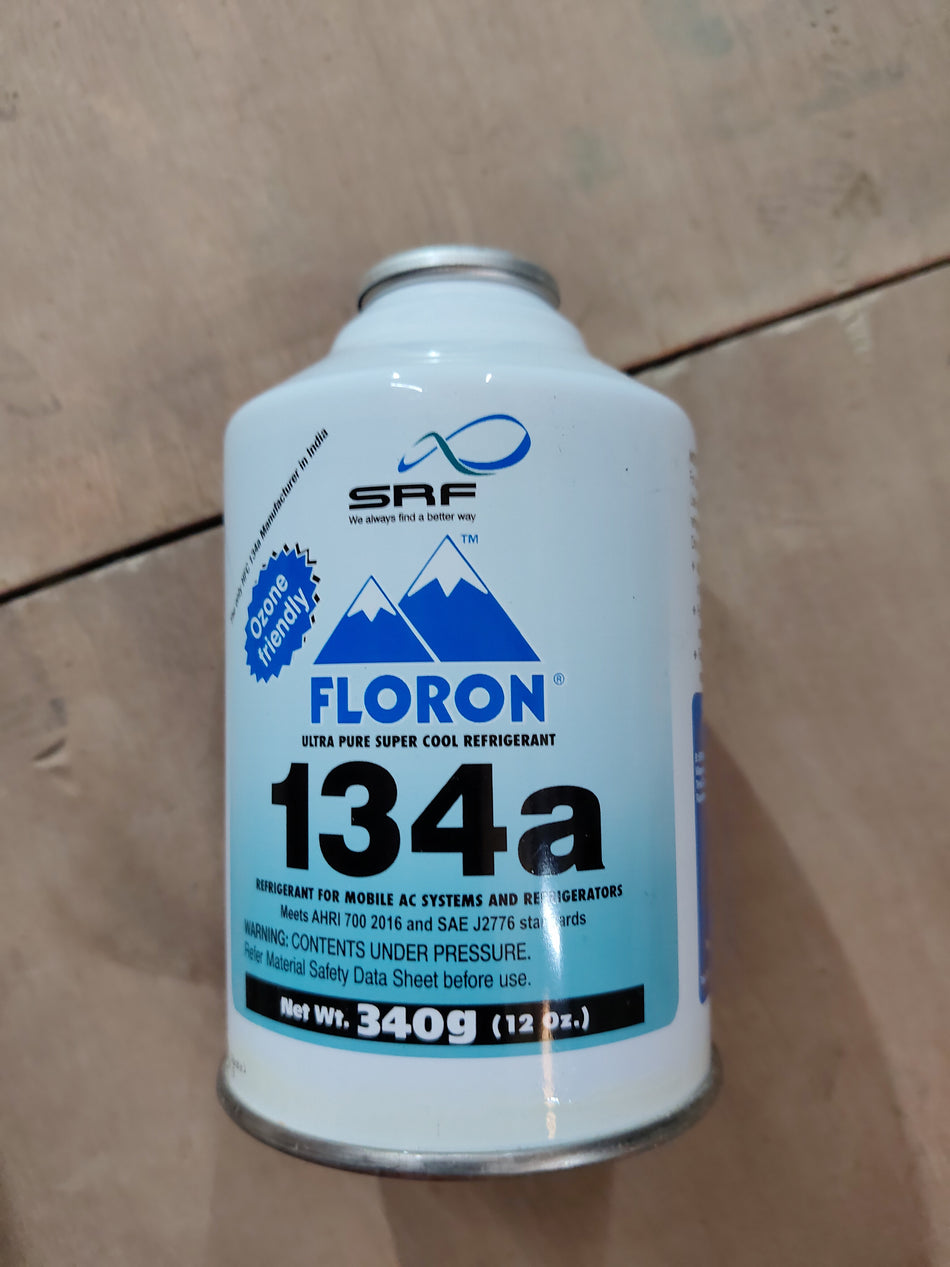 Maruti Suzuki AC can gas container with 340 Floron label for automotive air conditioning system, image showing the product.