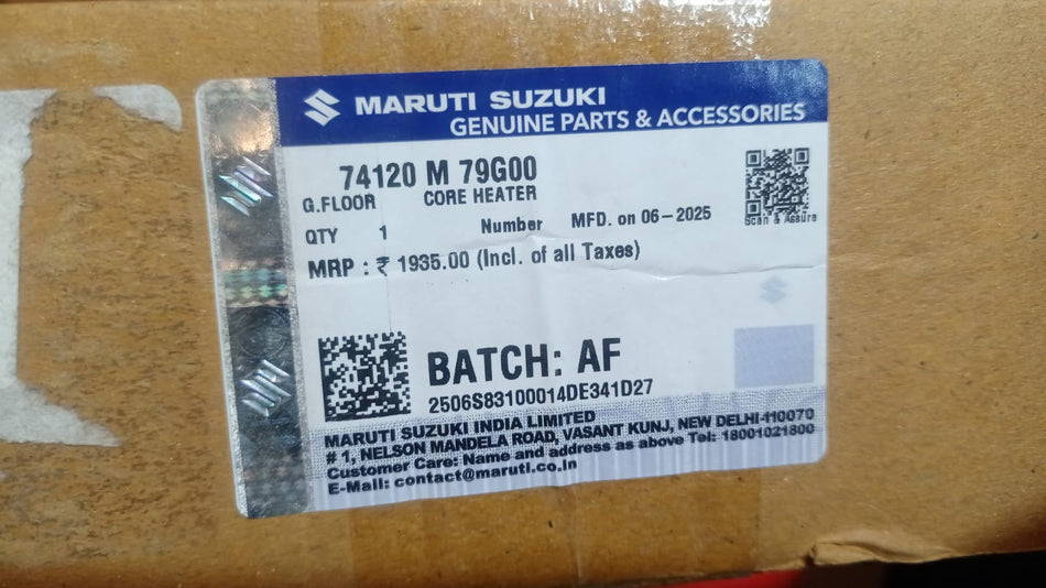 Maruti Suzuki CORE HEATER 74120M79G00 for car interior, showing the heater unit with control panel and vents.