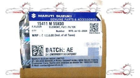 Maruti Suzuki fuel filter for Celerio vehicle, shown in a close-up image with detailed view of the filter component.