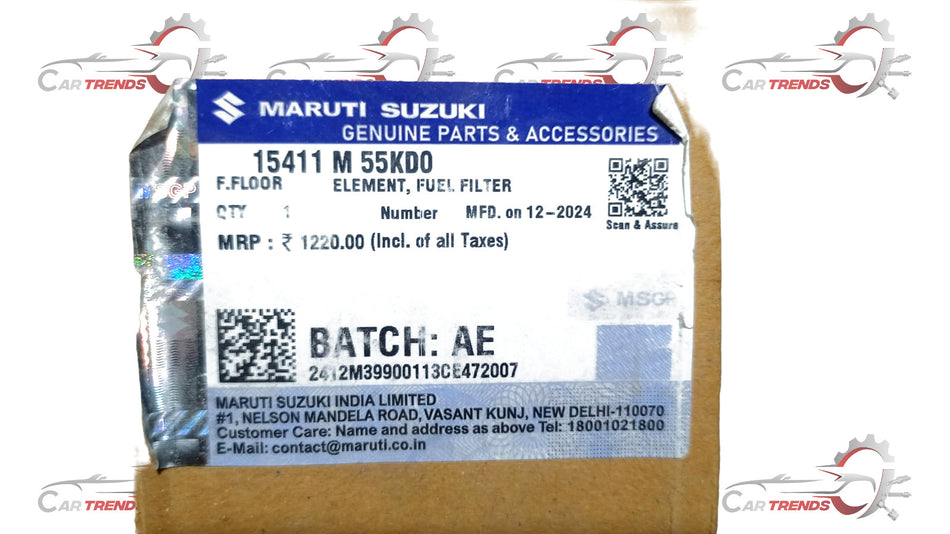 Maruti Suzuki fuel filter for Celerio vehicle, shown in a close-up image with detailed view of the filter component.