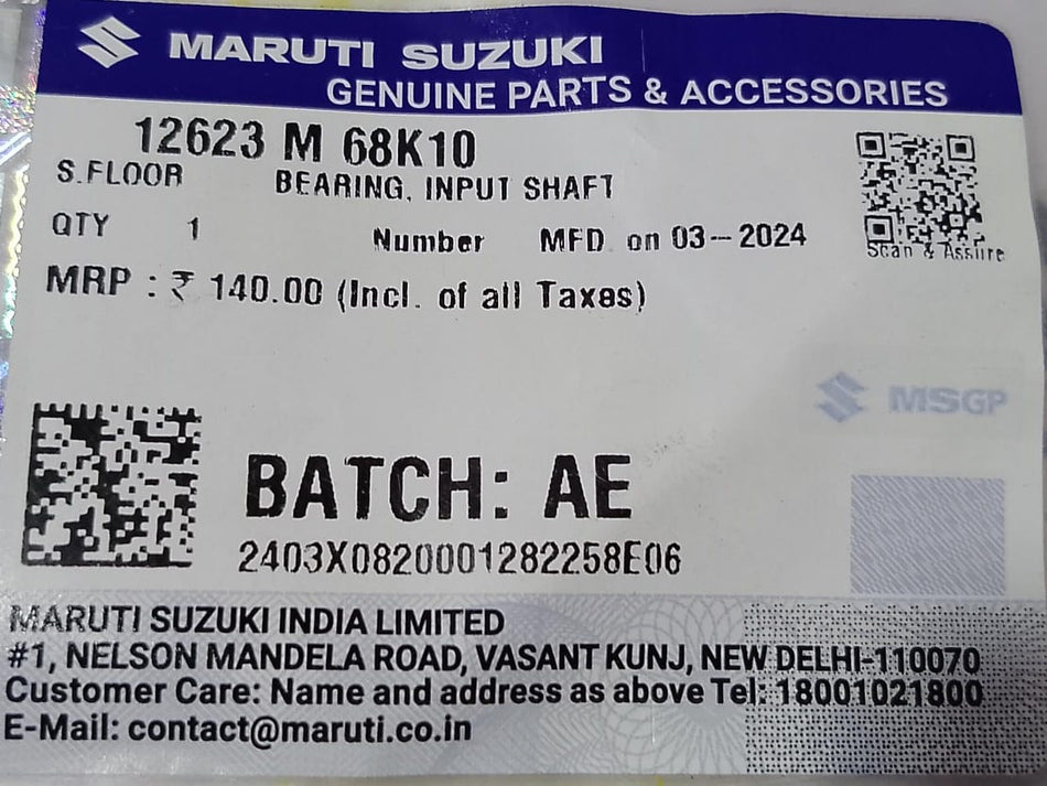 Maruti Suzuki Alto K input shaft bearing, automotive part for engine transmission, shown in a detailed close-up image.