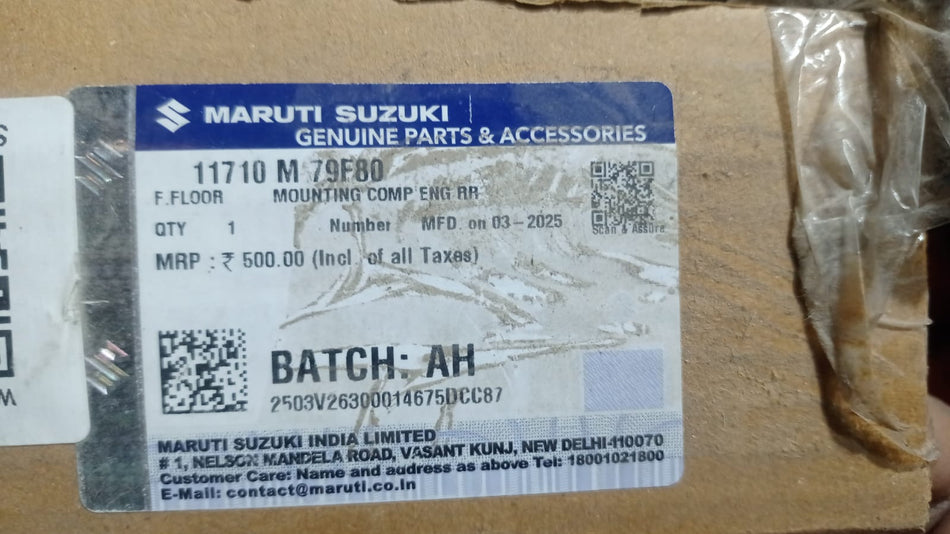 Maruti Suzuki engine mounting component RR 11710M79F80, automotive part for engine support and vibration reduction.