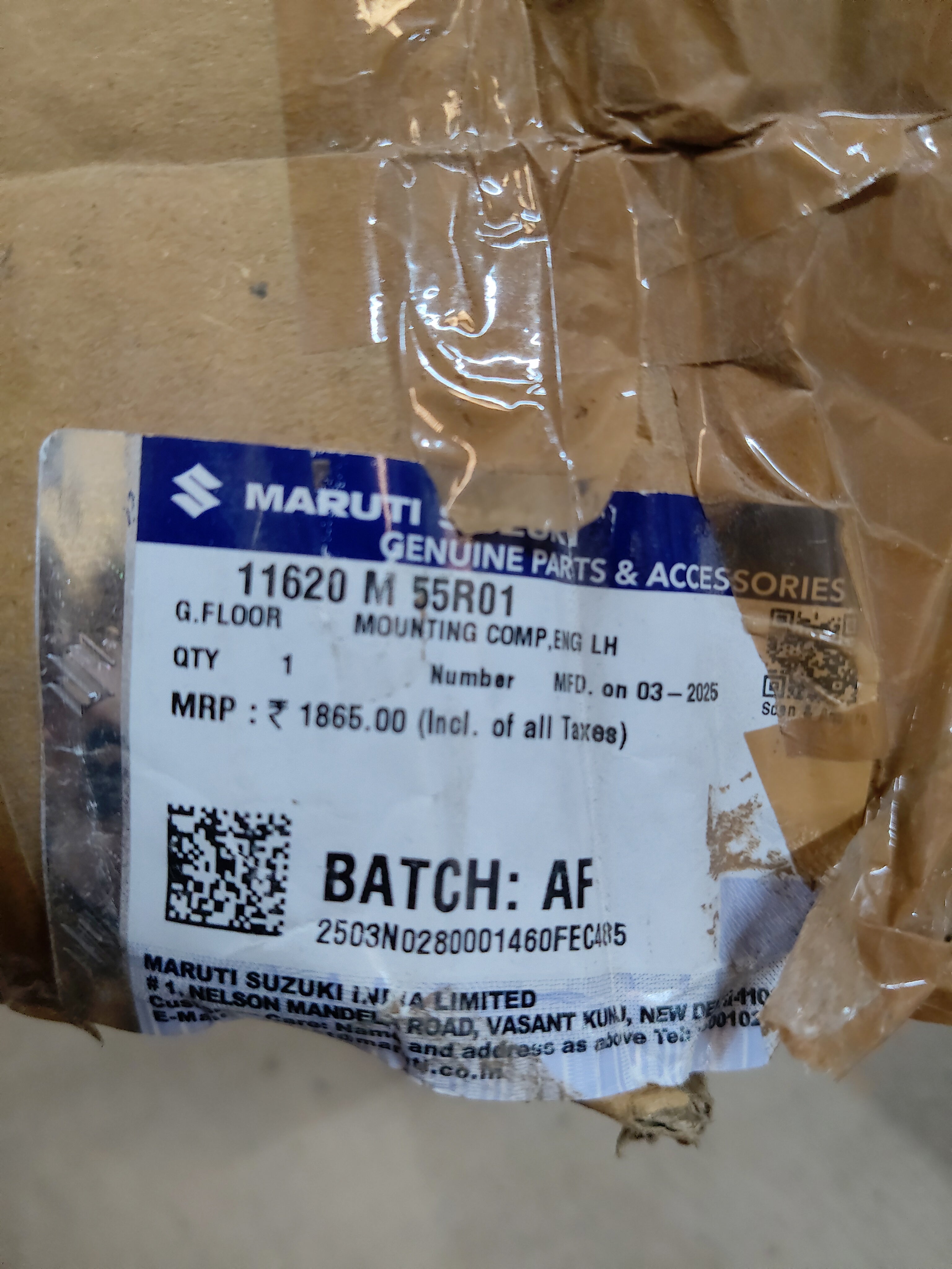 Maruti Suzuki mounting component LH 11620M55R01, vehicle part for car engine support or mounting system.