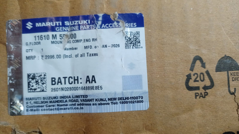 Maruti Suzuki mounting component RH 11610M55U00, automotive part for Maruti Suzuki vehicles, shown in the image.